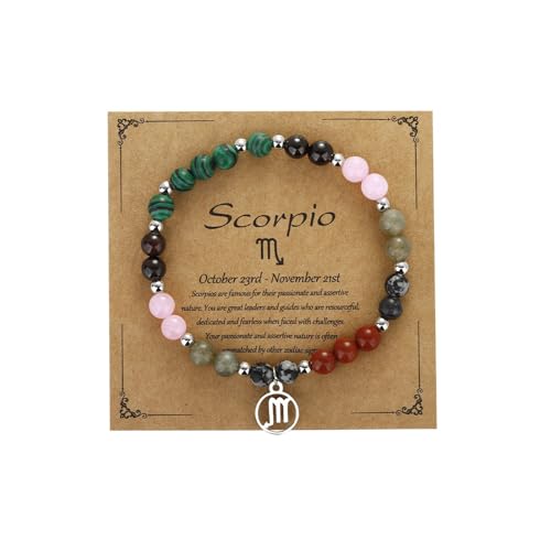 YIZHEDE Scorpio Zodiac Bracelet &ndash; Intense Crystal Jewelry for Power & Protection Gifts for Women Men | Healing Stone Gift | Birthday Zodiac Bracelet
