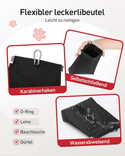 AGPTEK Bauchtasche mit Leckerli-Tasche, Futterbeutel Hunde, Leckerlibeutel für Hunde, leichte Gürteltasche Hüfttaschen für Hundespaziergänge, Reise, Wanderung und Outdoor-Aktivität