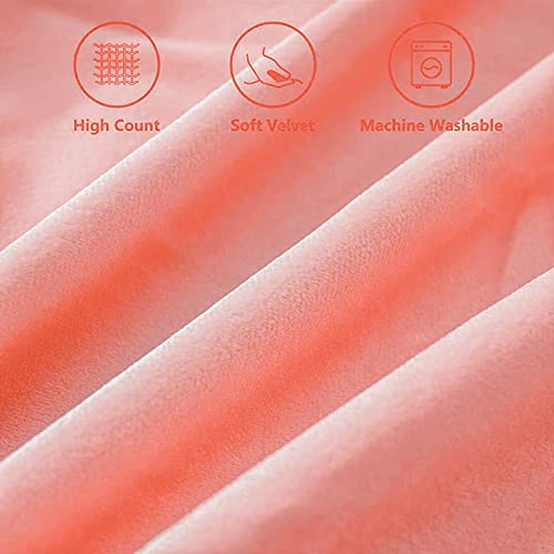 Top Finel Decorative Throw Pillow Covers With Pom Poms Soft Particles Velvet Solid Cushion Covers 18 X 18 For Couch Bedroom Car,Set Of 2,Coral #TOP1