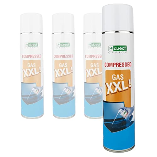 D.RECT Spray de Aire Comprimido 4x600ml | Purificador de Aire Comprimido | Limpiador de Teclado | Cámara de Ordenador Teléfono Móvil | Limpiador de PC sin Olor | Limpiador de Ordenador y Teclado