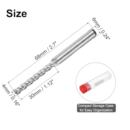 Image of uxcell 4pcs HSS-AL 4mm Cutting Dia 6mm Shank 4 Flutes End Mill Milling Cutter Router Bits Upcut Spiral Milling Cutter Tool for Wood PVC MDF Engraving