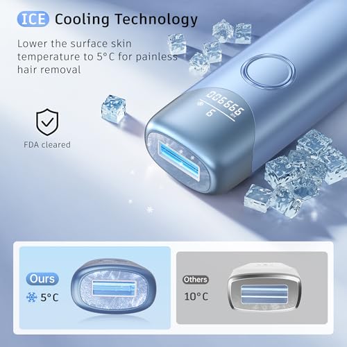 Image of Laser Hair Removal Ubroo IPL Hair Removal Device with 5℃ Ice Cooling,Hand-held Hair Removal Device Laser Hair Removal for Women and Men,Reduce Hair Regrowth,Full Body Use(Purple)