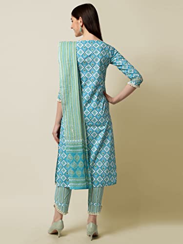 Image of MIRCHI FASHION Pure Cotton Floral Printed Kurta Set with Dupatta | 3 Piece Straight Fit Kurta Pant Set | Ethnic Office Wear Salwar Suit for Women