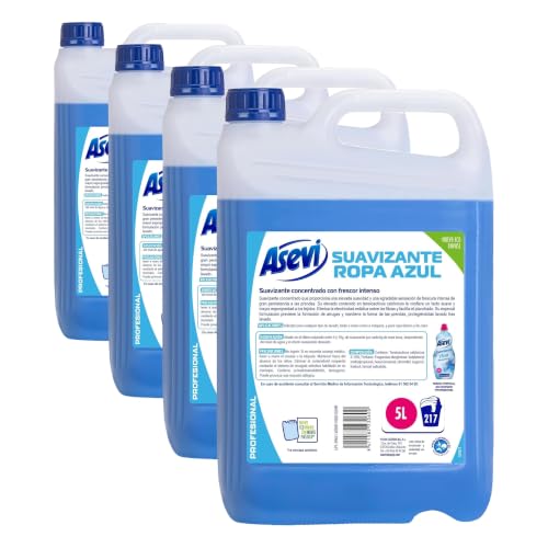 Asevi Suavizante Azul Concentrado para Lavadora - Frescor Intenso y Duradero - Extra de Suavidad para una Ropa Suave y Esponjosa - Apto para Todo Tipo de Tejidos - 217 Lavados - 5 Litros
