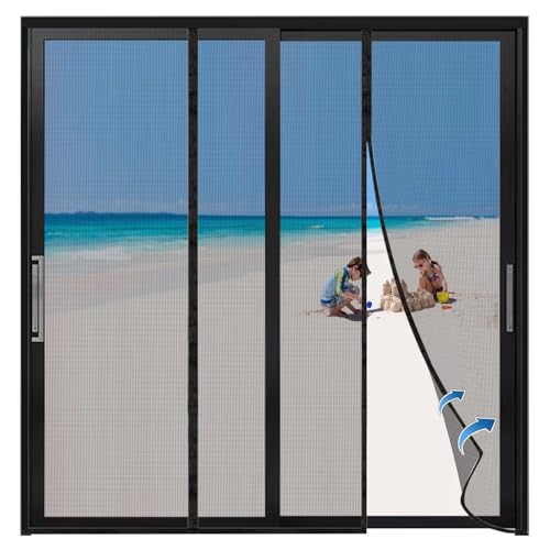 Fenetre Moustiquaire Magnétique 135x215cm Noir anti Moustique Mouche Insecte Porte magnétique écran Rideaux de Ventilation