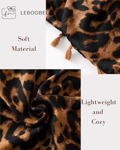 Womens Leopard Printed Scarf Lightweight Scarves Fall Winter Fashion Fringed Shawl4