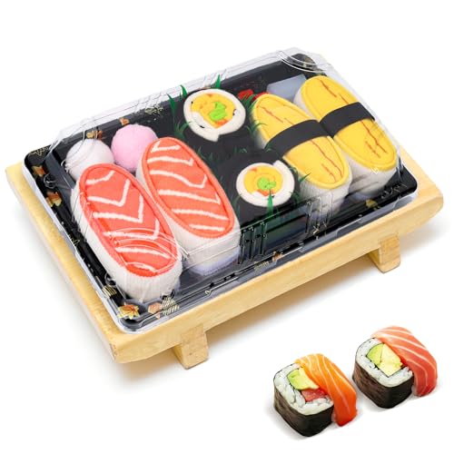 Lustige Socken in Sushi-Form Herren Papa Damen-Geschenke für Männer Lustig Witzige Verrückte Motiv Socken Japanische Geschenkideen Vatertagsgeschenk Ostern Weihnachten Geburtstagsgeschenk -3 Paar