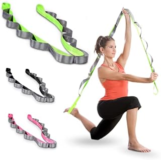 Acupoint Yoga Stretching Strap With Loops 12-Loop Exercise Strap for Physical Therapy, Flexibility, Pilates, Dance, Gymnastics, Recovery, Workout - Non-Elastic Premium-Woven Nylon Stretch Band