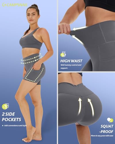 Image of CAMPSNAIL 4 Pack Biker Shorts for Women High Waist - 5 inch /8 inch Tummy Control Soft Athletic Yoga Workout Running Gym Shorts