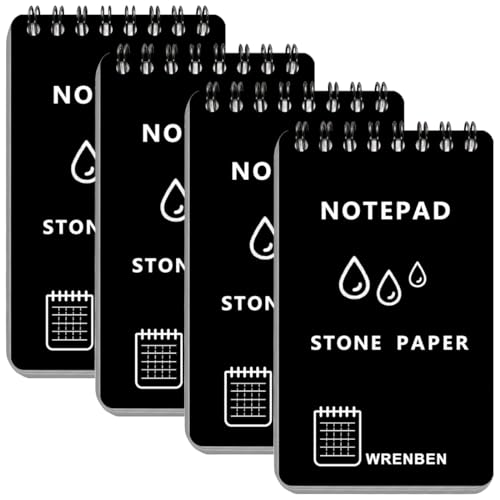 4PCS Waterproof Spiral Notebook with Stone Graph Paper