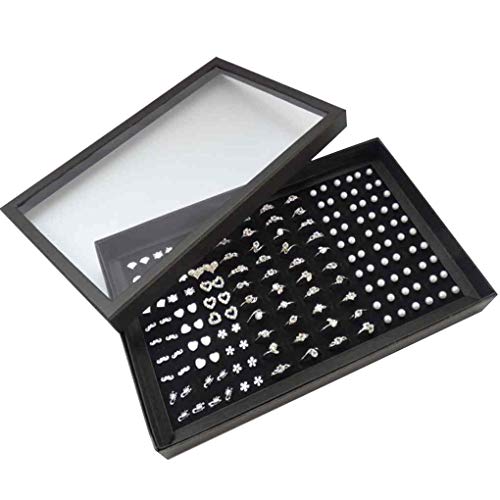 Masterein 100 Machines à sous Oreille Goujons Broches Anneau Pin Boîte de Rangement Organisateur Voir Porte Bijoux de VITRINE