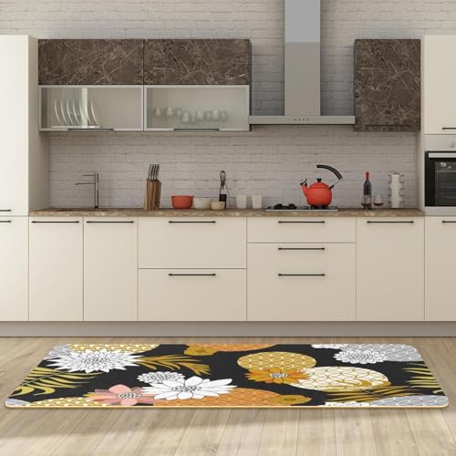 Alfombrillas de cocina VAPOKF doradas y plateadas lavables pack de 2 3