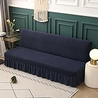 DOTBUY-SHOP Copridivano Senza Braccioli con Gonna Elasticizzato Copridivano 3 Posti Universale Fodera per Divano Senza Braccioli per Soggiorno Casa (150 -185cm,Antracite