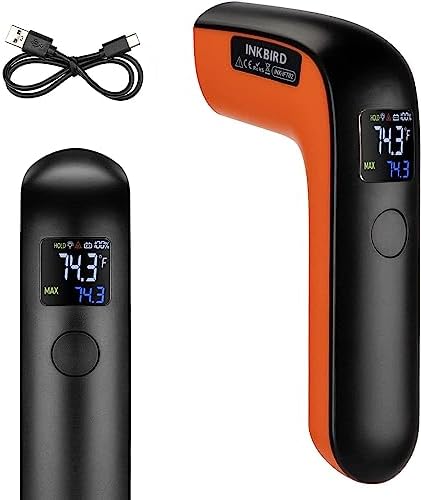 Rechargeable Infrared Thermometer Gun for Cooking -58℉~1022℉| Inkbird Colorful Display Digital Laser Temperature Gun for Pizza Oven Grill Kitchen Home Repairs with Max Measure (NOT for Human)