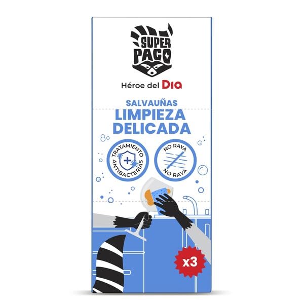 Super Paco Estropajo Salvauñas Limpieza Delicada, 3 Uds