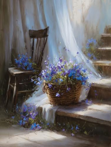 Pintura por numeros adultos de plantas y flores, lienzo para pintar de 90x120cm sin marco I-159