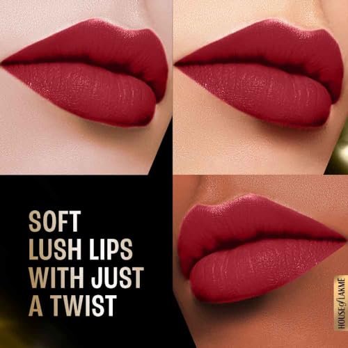 Image of Lakme Cushion Matte Lipstick, Red Wine, Long Lasting, Comfortable Velvet Matte Finish - Waterproof, Non Drying, Creamy Matte Bullet Lipstick, 4.5 g (Pack of 2)
