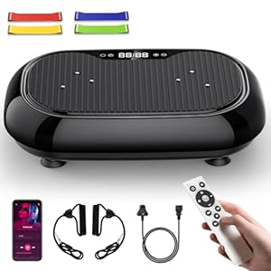 Vibration Plate, Vibration Plate Exercise Machine with 9 Modes, 120 Intensity Levels, 4 Resistance Bands, 150 kg Capacity, Built-in Bluetooth Speaker, Remote Control, for Full Body Workout