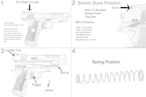 Image of NOH Mouser Pistol Toy Shooting Gun with 150 Plastic BB Bullets for Kids Age 14 Years & Above, Pull Back The Loader to Load Gun, Do Not Shoot Human & Animal