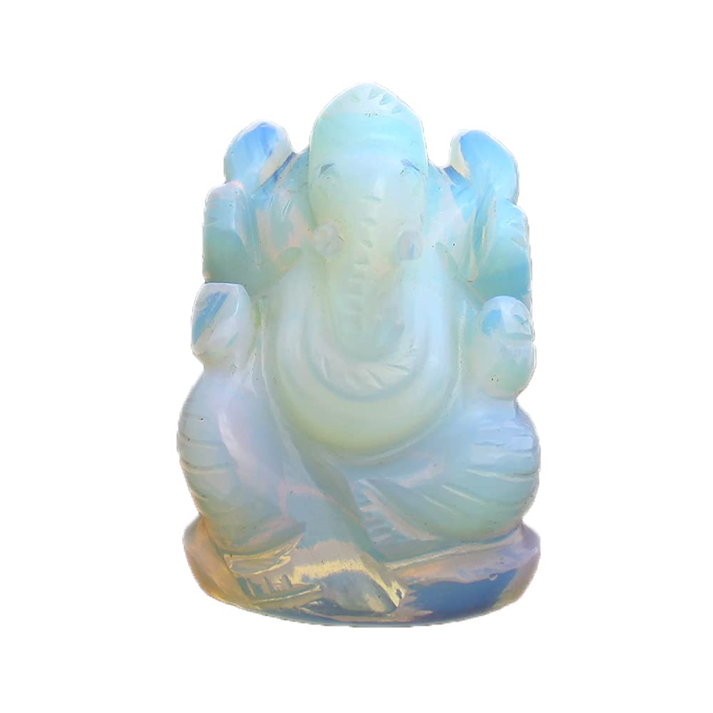 Vighnaharta Ganesh in Opal Gemstone - 63 GMS, Natural Stone Ganpati Religious Idol