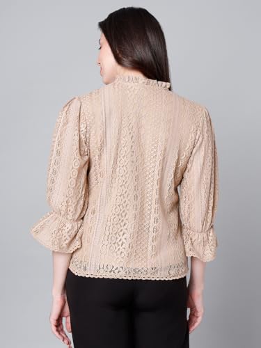 Image of Style Quotient Women Summer Blue Lace Caual Top