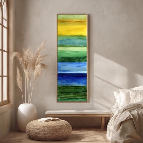 Impression d'horizon vert et bleu sur toile haut de gamme 45x135cm