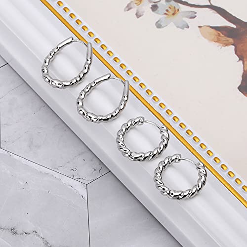Image of Wgoud 6 Pairs Chunky Gold Hoop Earrings for Women, 14K Gold Plated Hoop Earrings Hypoallergenic, Thick Lightweight Twisted Huggie Hoops Earring Set for Women's Jewelry GIfts