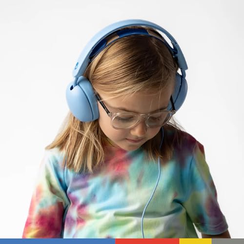 Image of Skullcandy Grom Wired Headphones, Volume-Limiting Audio, Comfortable Over-Ear Fit, Foldable, Designed for Kids 6+, Convenient for Travel with 3.5mm AUX Plug, Built-in Microphone - Surf Blue