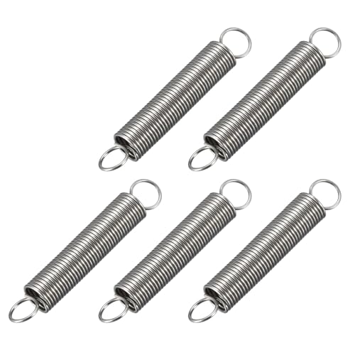 GLOKUUCA Extended Tension Springs - 5 Pack Stainless Steel Compression Industry Springs - (0.02 x 0.2 x 1.18-Inch, Silver Tone)