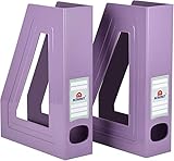 Acrimet Magazine File Holder Rack Organizer (Plastic) (Solid Purple Color) (2 Pack)