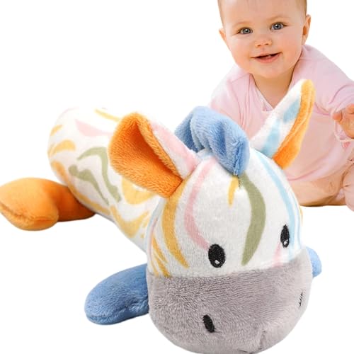 男の子のガラガラ、ぬいぐるみ動物のガラガラ - 漫画の柔らかい動物のガラガラ - 感覚開発活動を和らげ、認知能力のための教育詰めた人形、0-1歳の赤ちゃん