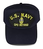 U S Navy CPO Retired with Chief Anchor HAT - Navy Blue - Veteran Owned Business
