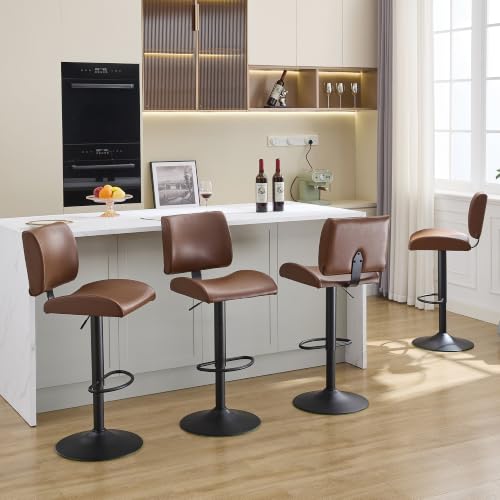 Image of FIRAVOE Adjustable Height Bar Stools Set of 4 with Backs for Kitchen Island