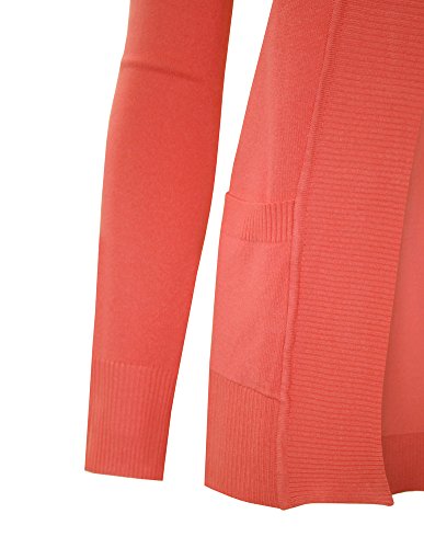 Image of Cielo Women's Solid Basic Open Front Pockets Knit Sweater Cardigan