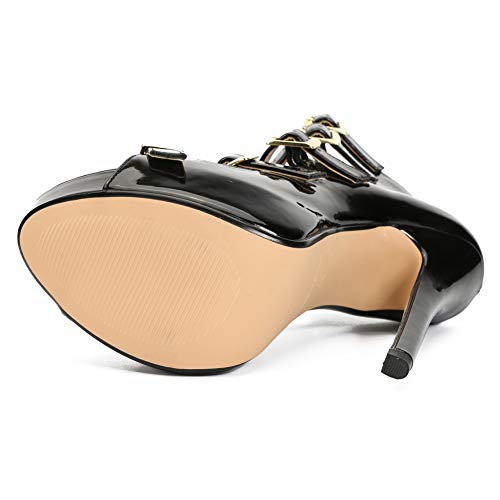 Maiernisi Jessi Unisex Men's Women's Sandals Platform Parallel Straps Stiletto High Heels Zip Boots Black Eu46 - Us Size 12.5 Women/11 Men #TOP6