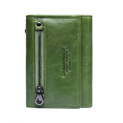 Preisvergleich Produktbild Contacts Lady Echtleder ID Karte Münzhalter Clutch Geldbörse (Grün)