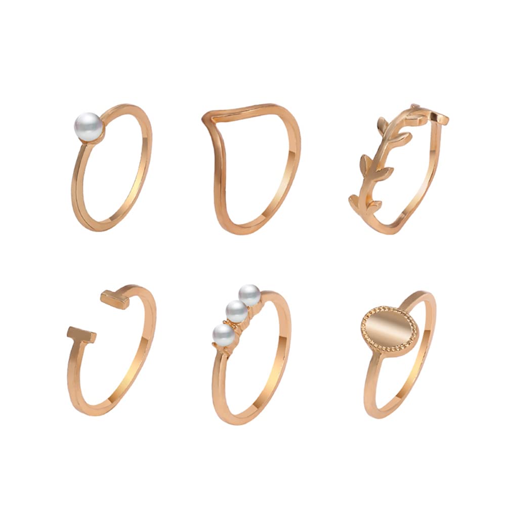 Shining Diva FashionLatest Stylish Trendy Kunckle Rings Set for Women and Girls Gold and Silver Color Geometric Spiral Boho Rings
