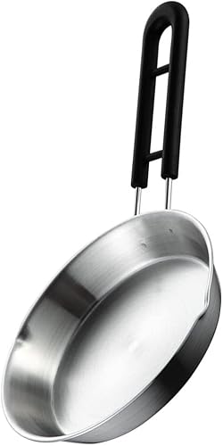 Miniatura 5 de SHERCHPRY Mini sartén de huevos sartén antiadherente para tortillas de acero inoxidable redonda con mango para inducción de estufa de gas