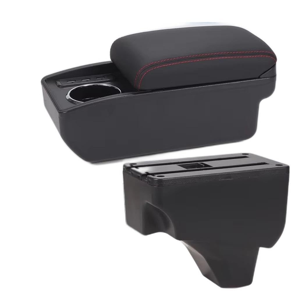 FSOZDBBPL For Peugeot 208 For Peugeot 2008 2019-2024 Car Armrest Box Storage Box Retrofit Parts Interior Parts(B1 Black red 6USB)
