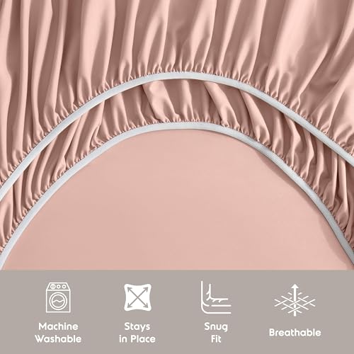 Nestl California King Bed Sheet Set - Peach Beige - Instantly Soft Microfiber, No Break-in Wash - 4-Piece Deep Pocket Sheets & Pillowcases, Stays Put All Night by Nestl - Image 7
