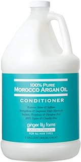 Ginger Lily Farms Salon Formula 100% Pure Morocco Argan Oil Conditioner for All Hair Types, 100% Vegan & Cruelty-Free, 1 Gallon, 128 Fl Oz (Pack of 1) Refill