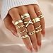 YEEZII 25 Pcs Gold Knuckle Rings Set for Women, Cute Stackable Finger Midi Rings, Dainty Gold Chunky Stacking Womens ring pack for Jewelry Gift