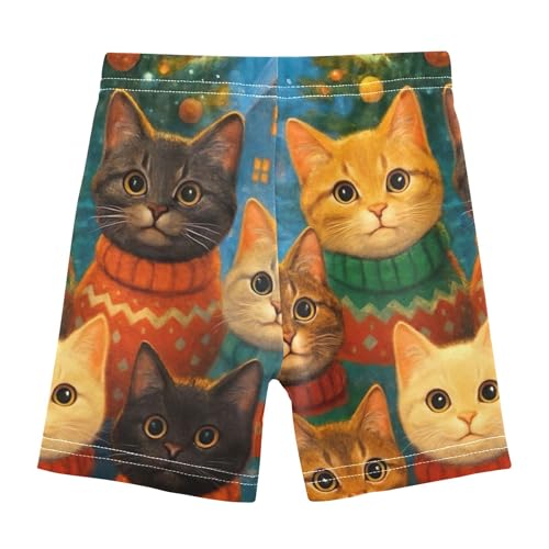 Girls Biker Shorts Toddlers Cotton Under Dress Shorts Funny Seven Cute Cats Festive Sweaters Dance Clothes 4t2