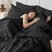 JOLLYVOGUE Queen Comforter Set, Ultra-Soft Bed in a Bag Queen Size 7 Pieces, Oeko-TEX Certified Bedding Set with Down Alternative Comforter, Sheets, Pillowcases & Shams, Black