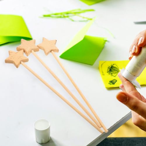 Toyvian 12Pcs Unfinished Wooden Fairy Wands Craft Kit, Star Shaped Princess Wand for DIY Projects Role Play - Image 4