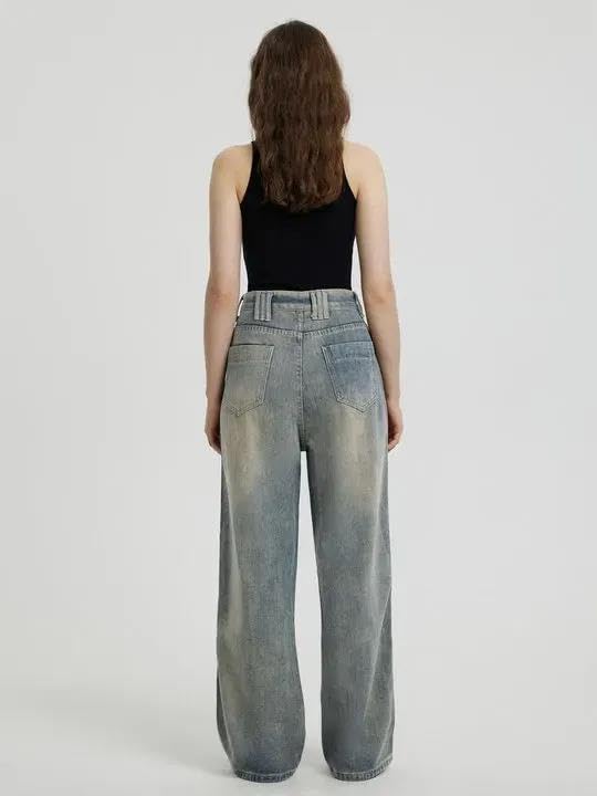 Image of KOTTY Women Wide Leg Baggy Jeans High Waist Relaxed Fit Denim Casual Wear