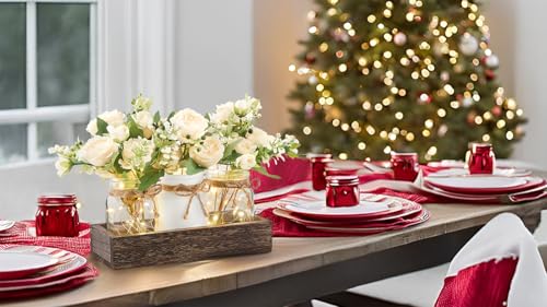 Mkono-Mason-Jar-Lights-Centerpiece-Table-Decorations-for-Dining-Room-Farmhouse-Table-Decor-Tray-with-3-Jars-Flowers-Christmas-Centerpieces-Winter-Decor-for-Kitchen-Living-Dining-Room Mkono Mason Jar Lights Centerpiece Table Decorations for Dining Room Farmhouse Table Decor Tray with 3 Jars Flowers Christmas Centerpieces Winter Decor for Kitchen Living Dining Room