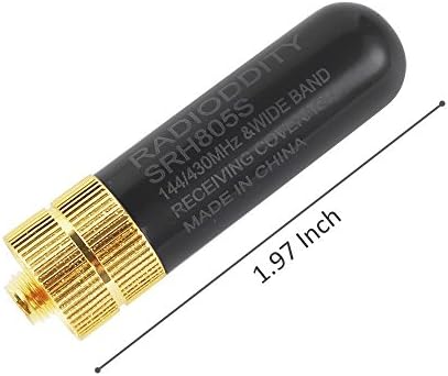 Radioddity SRH805S Walkie Talkie Antenna SMA-F Dual Band VHF/UHF144/430MHz High Gain Antenna, SMA-Female, for BaoFeng, TYT, WouXun, Yaesu and Kenwood Handhelds, Long Range, Black