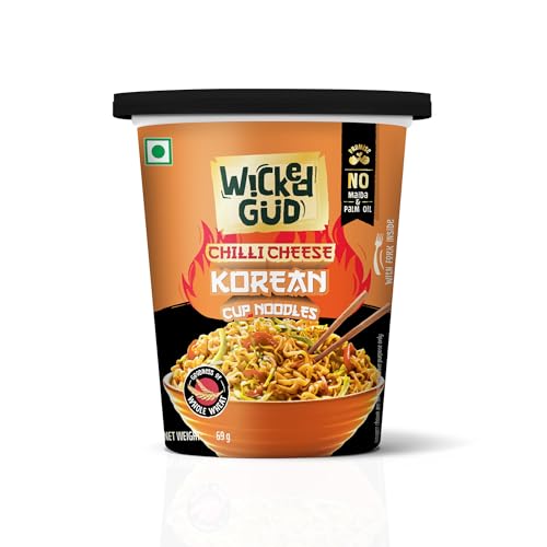 Image of Wickedgud Chilli Cheese Korean Instant Cup Noodles, 74g | Whole Wheat | No Maida | No Pam Oil