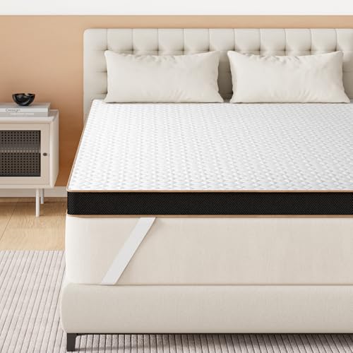 Extra Firm Queen Mattress Topper with Removable Bamboo Cover, 3 Inch Gel Memory Foam Cooling Bed...